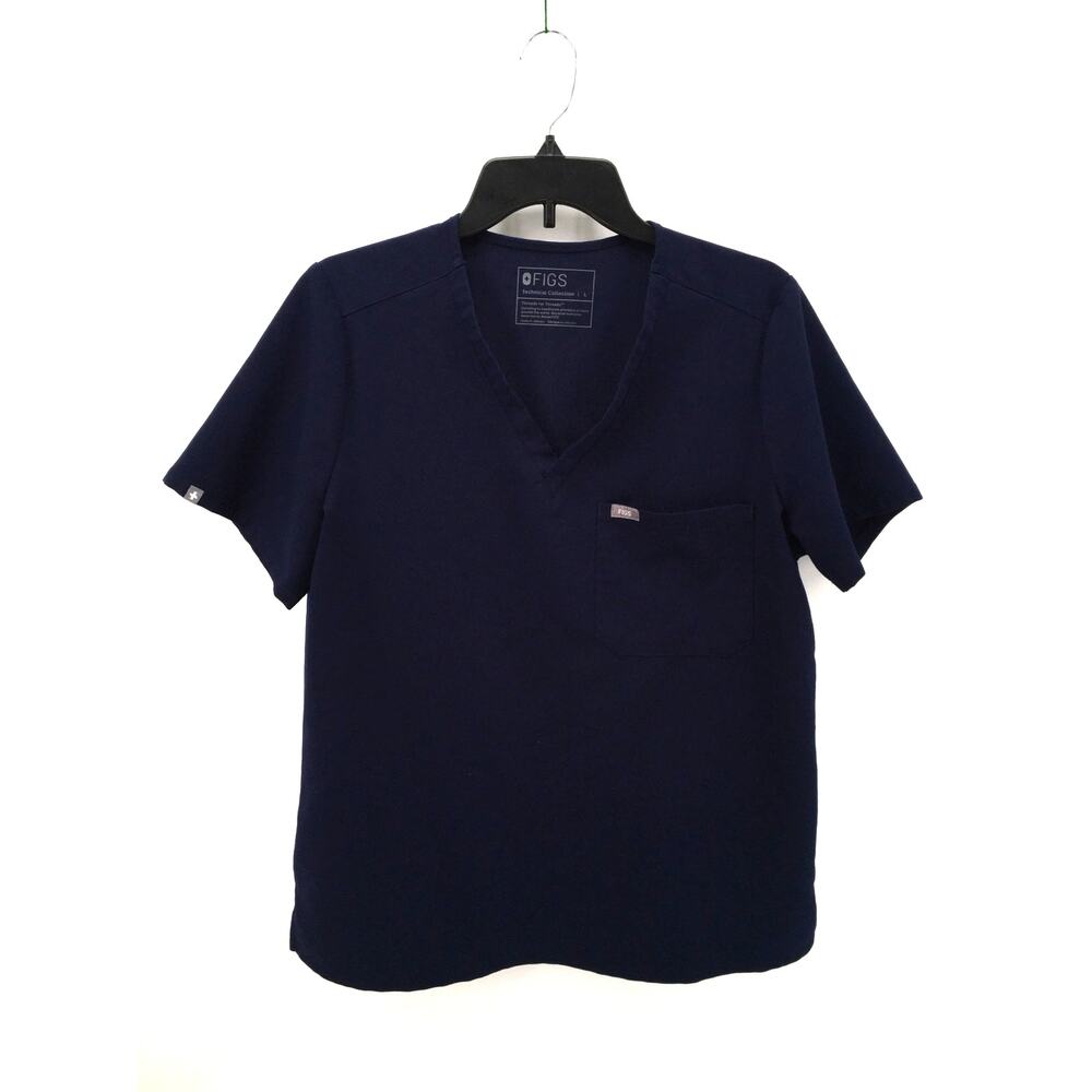 FIGS Catarina One-Pocket Scrub Top Navy Blue Large L V Neck Nursing Healthcare